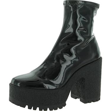Imagem de Steve Madden Outlast Black Patent Zipper Closure Sleek Rounded Toe Ankle Boot