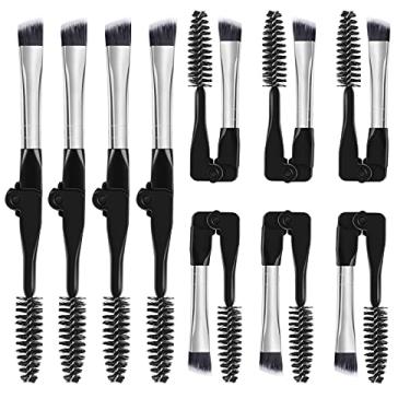 Imagem de Punhung 10 peças de pincel de maquiagem de cabeça dupla dobrável para maquiagem pincel de sobrancelha e escova spoolie pincel de sobrancelha para cílios + pente de sobrancelhas ferramentas de delineador de lápis
