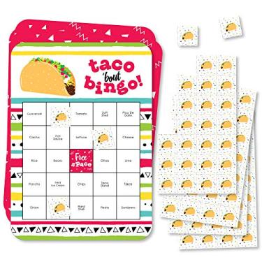 Imagem de Big Dot of Happiness Taco 'Bout Fun – Cartas e Marcadores de Bingo – Mexican Fiesta Bingo Game – Conjunto com 18