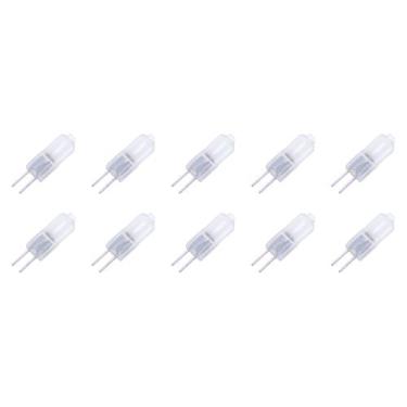 Imagem de Pacote com 10 lentes foscas macias de 10 watts AC DC 12 V Lâmpada de substituição JC G4 Base de 2 pinos Lâmpada de cozinha halógena 12 volts 10W Bi-pin Branco brilhante transparente T3 cápsula sob o feixe difuso do armário