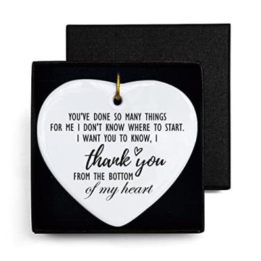 Imagem de NTKIO I Thank You from The Bottom of My Heart Placa de lembrança de ornamento de cerâmica, placa de suspensão de coração dupla face presentes de agradecimento, para mulheres homens amigos colegas de trabalho vizinhos professores chefe colega