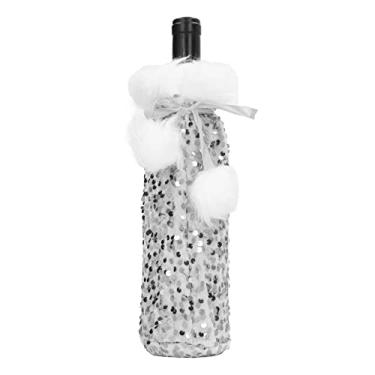 Imagem de Tampa de Garrafa de Vinho de Natal, Tampa de Garrafa Linda Acabamento Fino Decorativo Brilhante para Decorações (Prata)