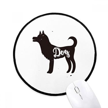 Imagem de Mouse pad de cachorro preto e branco animal tapete redondo para escritório para computador