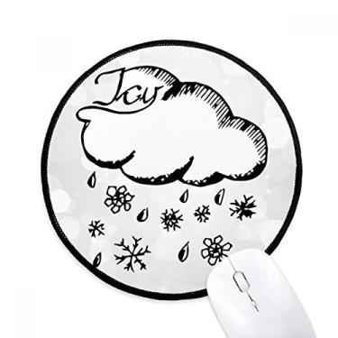 Imagem de Floco de neve nublado pintado à mão padrão mouse pad desktop escritório tapete redondo para computador