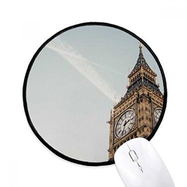 Imagem de Tapete de mouse Big Ben Clouds Blue Sky Desktop Office Round Mat para computador