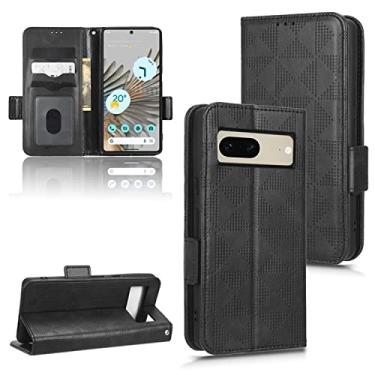 Imagem de Capas de telefone de negócios de luxo Google Pixel 7 7 Pro capa de couro triângulo simétrico slots para cartão carteira clipe para telefone Google Pixel 7 7 Pro capas (preto, Google Pixel 7)