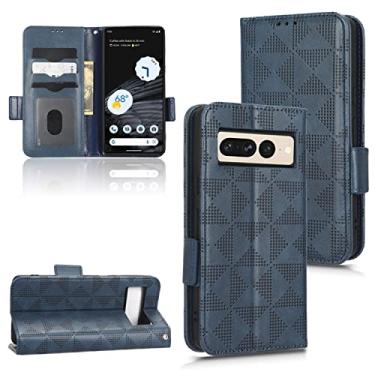 Imagem de Capas de telefone de negócios de luxo Google Pixel 7 7 Pro capa de couro triângulo simétrico slots para cartão carteira clipe para telefone Google Pixel 7 7 Pro capas (azul, Google Pixel 7 Pro)