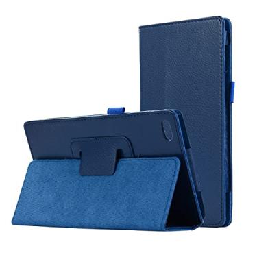 Imagem de Capa protetora para tablet Texture couro tablet case para lenovo tab 730 4F / 7504f. Capa traseira à prova de choque do protetor de fólio flexível com suporte Estojos para Tablet PC (Color : Dark blu