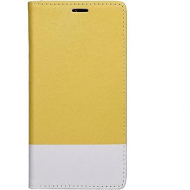 Imagem de HOUCY Capa para iPhone 13/13 Mini/13 Pro/13 Pro Max, capa protetora flip carteira de couro PU premium com fecho magnético slots de cartão suporte (cor: amarelo, tamanho: 13 mini 5,4 polegadas)