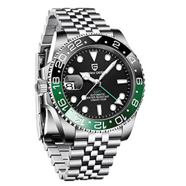 Imagem de Pagani Design Relógios masculinos GMT automático Japão NH34 Movimento Safira Vidro Aço Inoxidável 40 mm Super Luminoso Relógio de Pulso Impermeável（Cinco pérolas, preto, verde - 5）