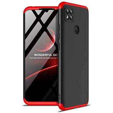 Imagem de Capa Capinha Anti Impacto 360 Para Xiaomi Redmi 9C com Tela de 6.53" Polegadas Case Acr�lica Fosca Acabamento Slim Macio - Danet (Preto com Vermelho)
