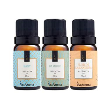 Imagem de Kit 3 Essências Via Aroma 10ml (Baby, Bamboo e F. de Laranjeira)