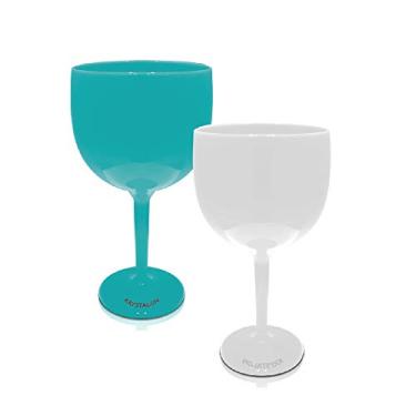 Imagem de Kit 2 Taças Branca e Azul Tiffany Acrílico Poliestireno