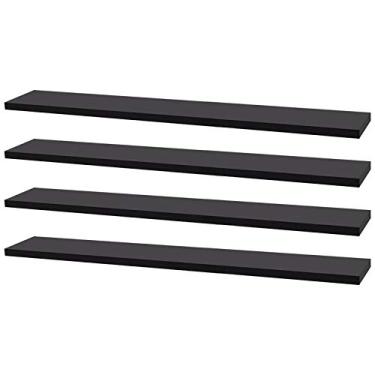 Imagem de Kit 4 Prateleiras 50 x 10cm Preta Suporte Invisível