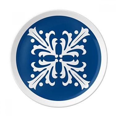 Imagem de Prato de ilustração de flor com padrão Talavera azul decorativo de porcelana Salver louças de jantar