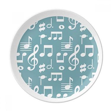 Imagem de White Music Notes Bar Placa azul Decorativa Porcelana Salver Prato de Jantar