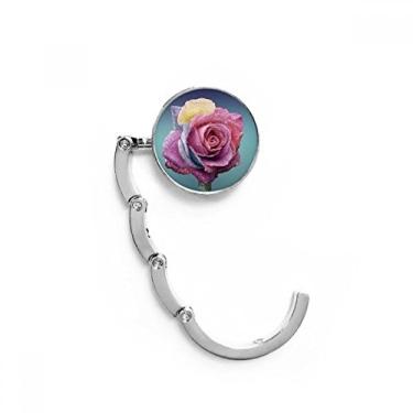 Imagem de Gancho de mesa de flores em rosa escuro com fecho decorativo e gancho dobrável