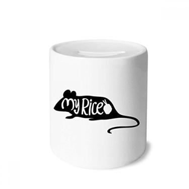 Imagem de DIYthinker Caixa de moeda de cerâmica preta com contorno de animal de rato natural para presente de cofrinho