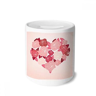 Imagem de DIYthinker Caixa para dinheiro em forma de coração rosas Dia dos Namorados Caixa de cerâmica para presente de cofrinho