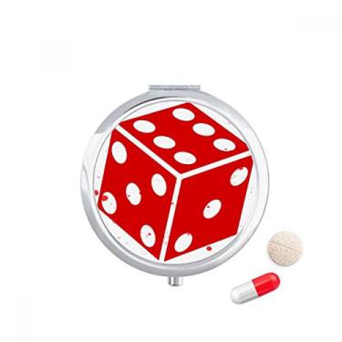 Imagem de Caixa de comprimidos com estampa de dados vermelhos cassino, caixa de armazenamento de medicamentos, dispensador de recipiente