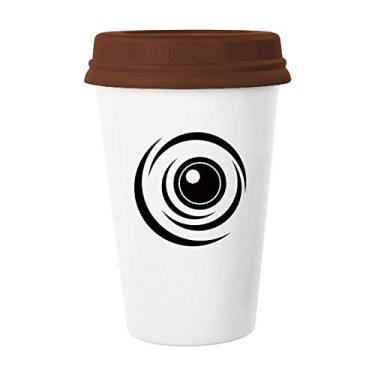 Imagem de Caneca preta de vidro de cerâmica com padrão de decoração de olhos Vector Caneca de café