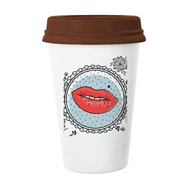 Imagem de Moldura de flor labial, folha, estampa de desenho animado, caneca de vidro bebendo cerâmica copo tampa