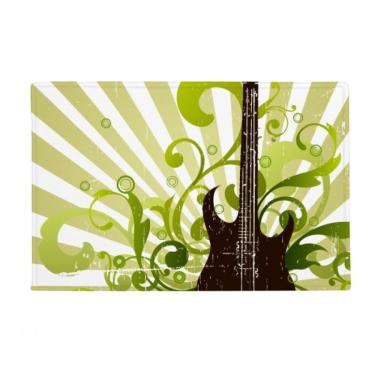 Imagem de DIYthinker Tapete para porta de banheiro com estampa de música fresca, verde, tapete antiderrapante