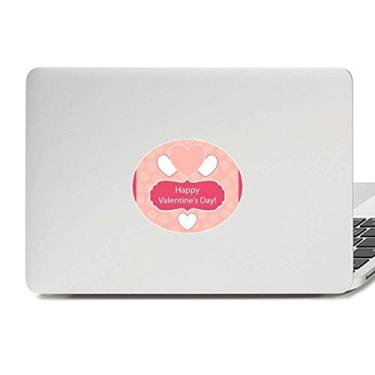 Imagem de Adesivo de notebook com emblema de vinil rosa e branco para dia dos namorados