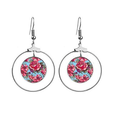 Imagem de Calça flor vida vida folha céu brincos pendentes argola joia círculo gota