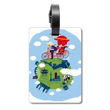 Imagem de Bolsa de mala chinesa The Great Wall Art com etiqueta para cartão de bagagem