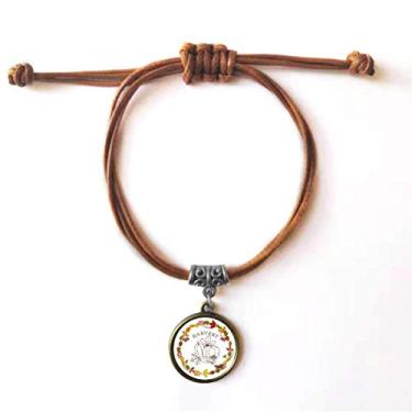 Imagem de DIYthinker Pulseira de couro com estampa de guirlanda de Dia de Ação de Graças de folha pulseira marrom joia presente