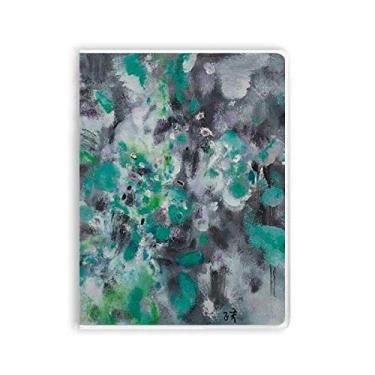 Imagem de Diário de capa macia para caderno de flores com pintura a óleo verde
