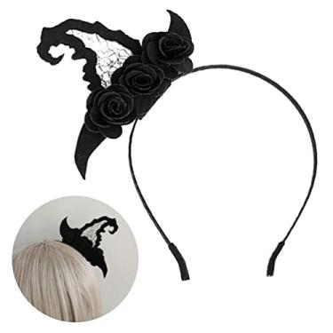 Imagem de Tiara de Halloween pequena chapéu de bruxa acessórios de cabelo para festa FG-103, preta