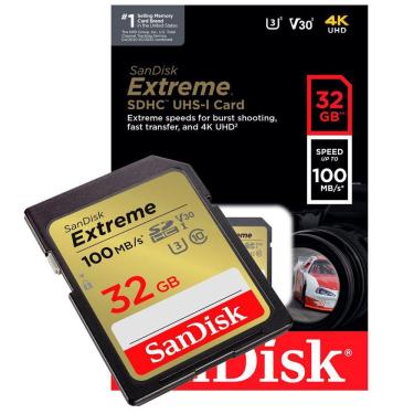 Imagem de Cartão Sandisk Extreme Sdhc 32gb 100mb/s 4k Uhd