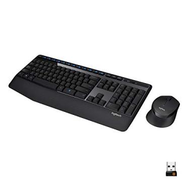 Imagem de Logitech Combo de teclado MK345 sem fio de tamanho completo com descanso para as mãos e mouse para mão direita confortável, receptor USB sem fio de 2,4 GHz, compatível com PC, laptop, preto