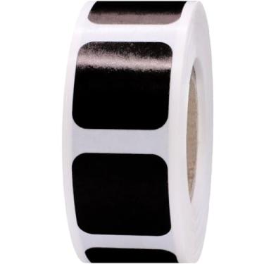 Imagem de Etiquetas de codificação de cores quadradas pretas - Pontos quadrados vibrantes de 9,5 cm, total de 500 adesivos em rolo para inventário e organização - Feito nos EUA