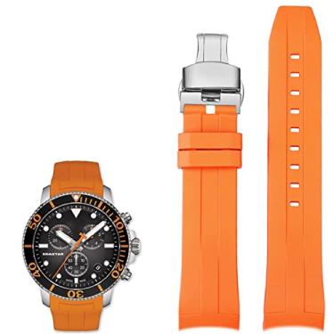 Imagem de DAVNO Pulseiras de relógio de silicone de 22 mm para Tissot T120417 T120407 mostrador de quartzo borracha esporte masculino pulseira de relógio à prova d'água