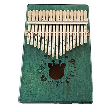Imagem de Piano de polegar Kalimba de 17 teclas piano de dedo portátil, piano de dedo de mogno, com kit de estudo e martelo de afinação, instrumento kalimbas para adultos iniciantes presente verde 17 teclas