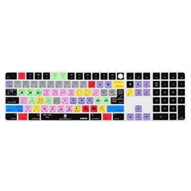 Imagem de XSKN Capa de silicone para teclado Premiere Pro Shortcuts versão UE/Reino Unido EUA para Apple 2021 iMac Magic Keyboard com Touch ID e teclado numérico A2520 NÃO é compatível com A3119
