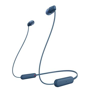Imagem de Sony Fones de ouvido intra-auriculares WI-C100 sem fio Bluetooth com microfone embutido, azul