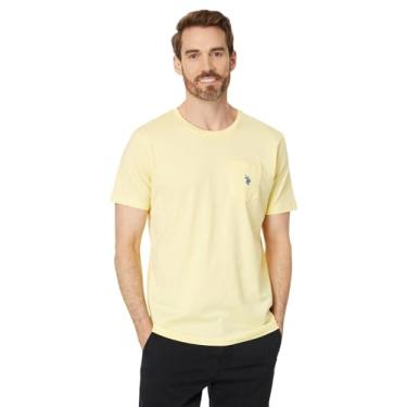 Imagem de U.S. Polo Assn. Camiseta masculina gola redonda com bolso (Grupo 2 de 2), Amarelo (California Yellow, M