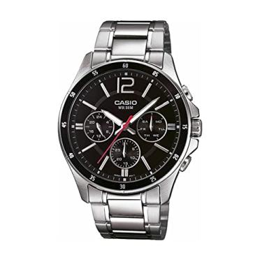 Imagem de Casio Relógio masculino de quartzo de aço inoxidável, prata, 22 (modelo: MTP-1374D-1AVDF (A832))
