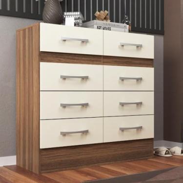 Imagem de Cômoda Roupeiro Grande 8 Gavetas Imperatriz Castanho/offwhite
