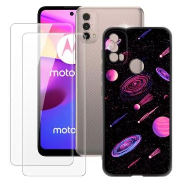 Imagem de MILEGOO Capa para Motorola Moto E40 + 2 peças protetoras de tela de vidro temperado, capa ultrafina de silicone TPU macio à prova de choque para Motorola Moto E30 (6,5 polegadas)