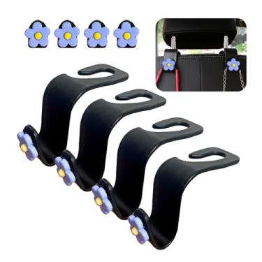Imagem de Augeny 8 peças de gancho de encosto de cabeça para assento de carro, organizador de armazenamento de gancho de assento automático, ganchos adesivos para bolsa, casaco, guarda-chuva, bolsa de compras,