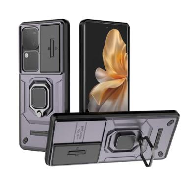 Imagem de Kukoufey Compatível com suporte Vivo V30 Pro 5G, compatível com Vivo S18 5G, com capa de lente de câmera deslizante compatível com Vivo V30 5G V2318 / V30 Pro 5G V2319 capa roxa