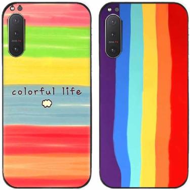 Imagem de 2 peças colorido vida arco-íris impresso TPU gel silicone capa de telefone traseira para Sony Xperia todas as séries (Sony Xperia 5 II)