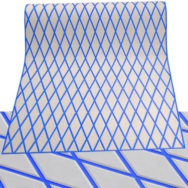 Imagem de KT GuoMei 259,8 cm x 17,9 cm padrão diamante deck marinho autoadesivo piso de barco de espuma EVA deck marinho antiderrapante para lancha pesca barco iate (259,8 cm x 95,8 cm, cinza claro e azul)