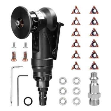 Imagem de Ferramenta pneumática de chanfradura portátil, mini máquina de chanfrar movida a ar, canto de arco de 45° com entrada de ar de 1/4 polegada para rebarbação de chanfradura de madeira de metal (lâminas