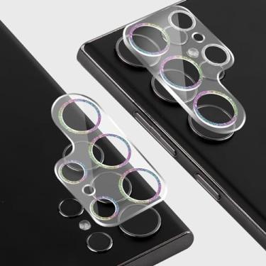 Imagem de MONASAY Pacote com 2 protetores de lente de câmera compatível com Samsung Galaxy S24 Ultra de 6,8 polegadas [anti-arranhões] [cobertura total] 9H anel de alumínio embutido de vidro temperado capa para